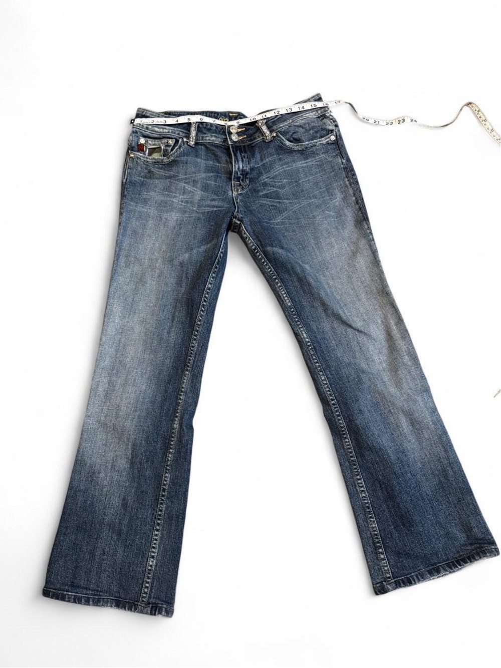 Miss Me Women's Flare Jeans in Washed Blue Denim